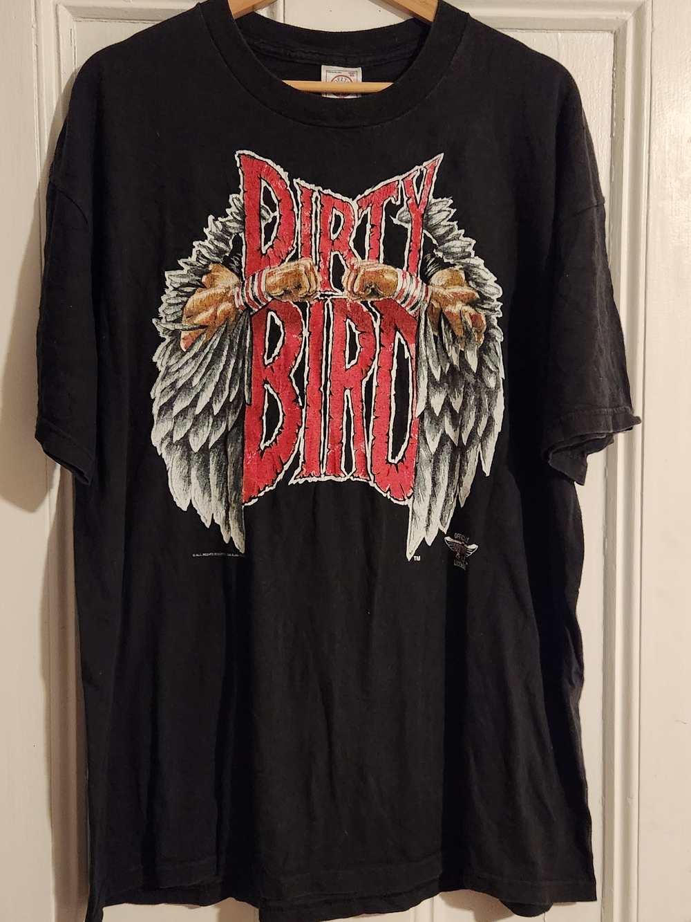 Gildan Black 'Dirty Bird' Graphic Tee with Red Lettering